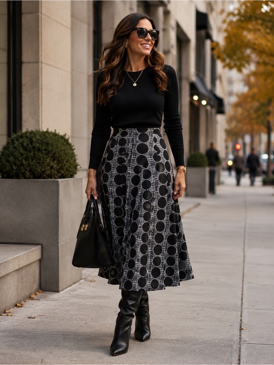 Chances R Dresses & Skirts - CHANCES R Women's Black & White Full Length A-Line Skirt XL